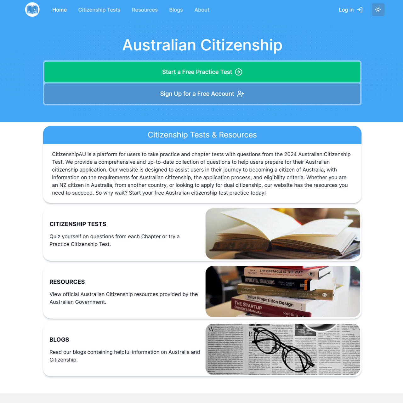 Screenshot of CitizenshipAU