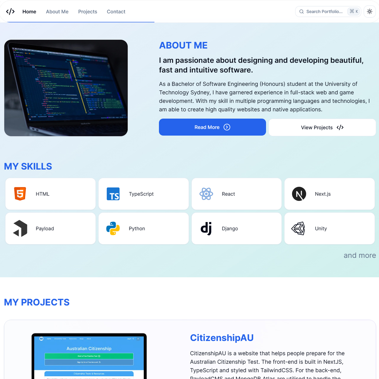 Dev Portfolio Landing Page